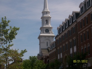 Old North Church steeple in downtown Portsmouth NH the closest city to where I am located.  
